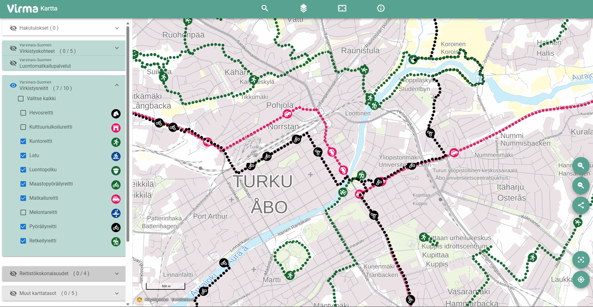 A screenshot of Virma map service.